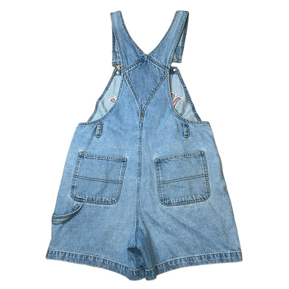 RARE EUC Vintage 90’s Disney Americana Mickey Mouse Flag Denim Jumper Medium - Picture 3 of 9